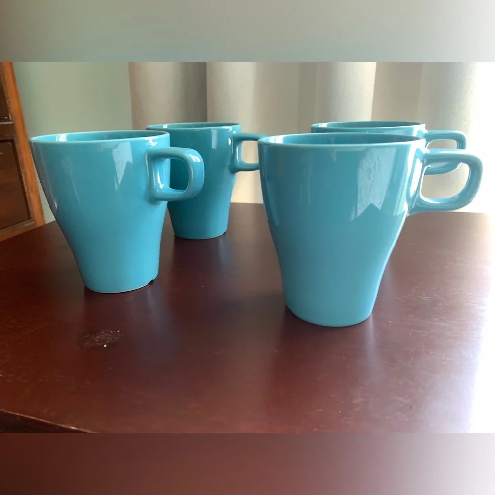 FOUR (4) Ikea Mugs FÄRGRIK Mug, turquoise, blue, coffee, tea, latte, 8.5 oz
